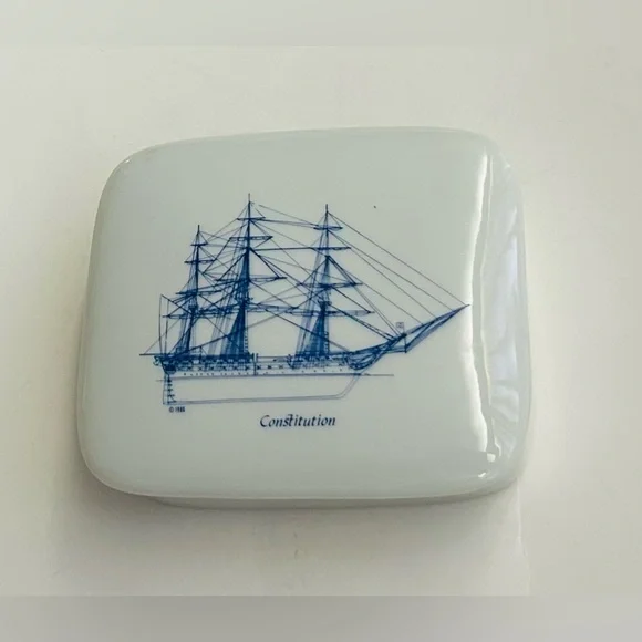 New Constitution Box White with Blue Constitution Ship Piccadilly West London